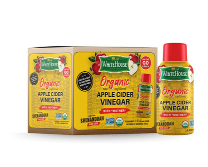 White House Organic Apple Cider Vinegar Shots with the Mother – 2 oz Bottles, 24 Pack - MEALTONES