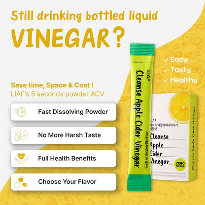 LIAF Apple Cider Vinegar Powder Drink Mix with the Mother – 10 Packets