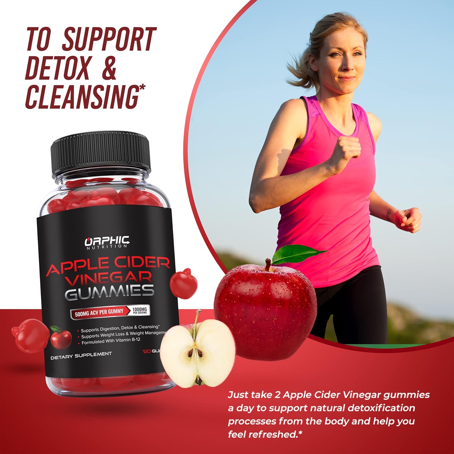 Orphic Nutrition Apple Cider Vinegar Gummies with the Mother – 1,000 mg, 120 Count - MEALTONES