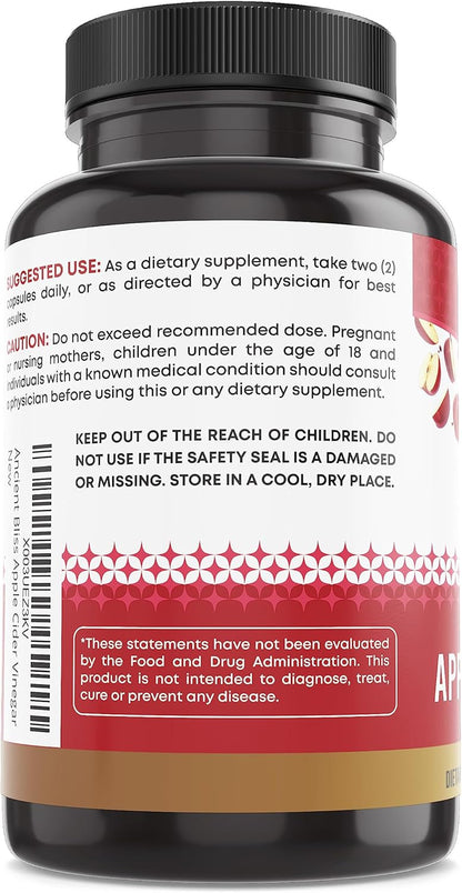 Ancient Bliss Apple Cider Vinegar Capsules with the Mother – 1600 mg