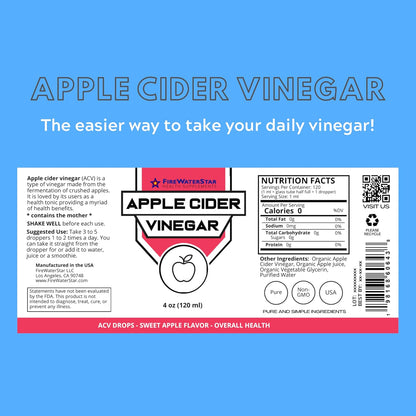 FWS Apple-Flavored Apple Cider Vinegar Drops with the Mother – 4 fl oz