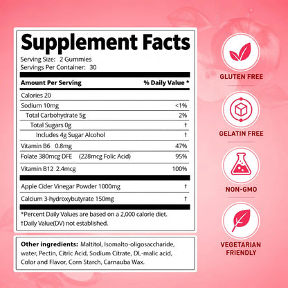 Dreavio Sugar-Free Apple Cider Vinegar Gummies with the Mother – 1,000 mg, 120 Count - MEALTONES