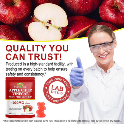 Nifeishi Apple Cider Vinegar Gummies with the Mother – 1,000 mg, 90 Count