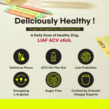 LIAF Apple Cider Vinegar Powder Drink Mix with the Mother – 10 Packets