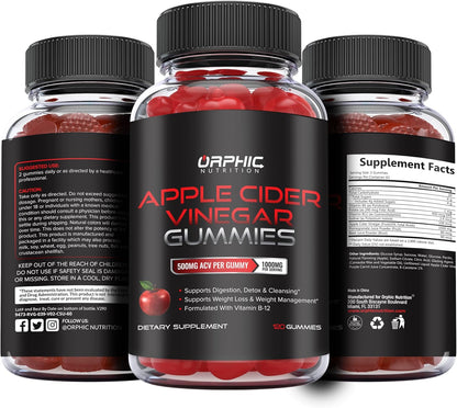 Orphic Nutrition Apple Cider Vinegar Gummies with the Mother – 1,000 mg, 120 Count - MEALTONES