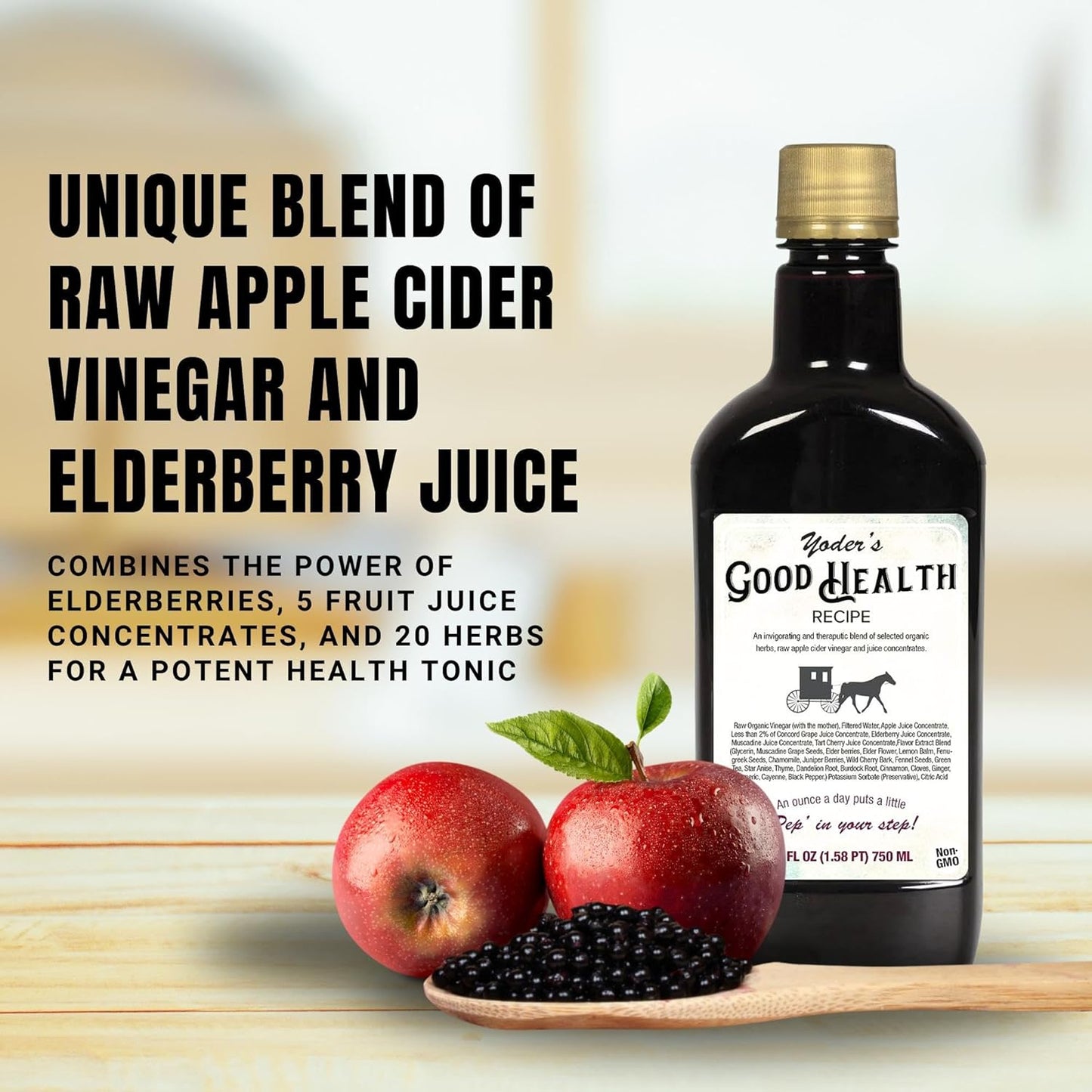 Yoder’s Good Health Recipe Apple Cider Vinegar Herbal Tonic – 25 oz - MEALTONES