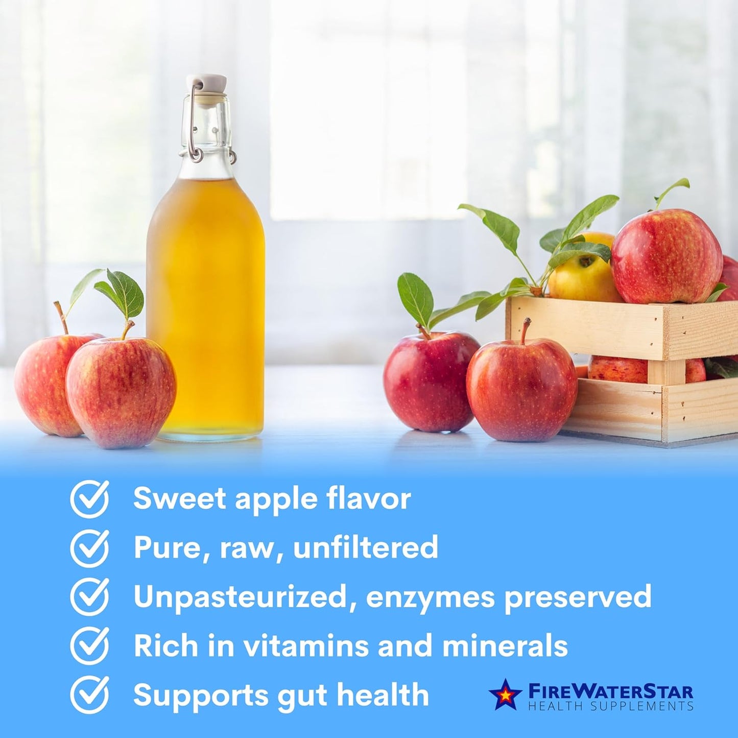 FWS Apple-Flavored Apple Cider Vinegar Drops with the Mother – 4 fl oz
