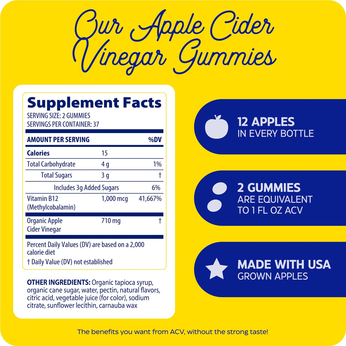 Enzymedica Apple Cider Vinegar Gummies with the Mother & Vitamin B12