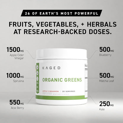 Kaged Outlive 100 Organic Greens Powder Superfood Blend with Apple Cider Vinegar