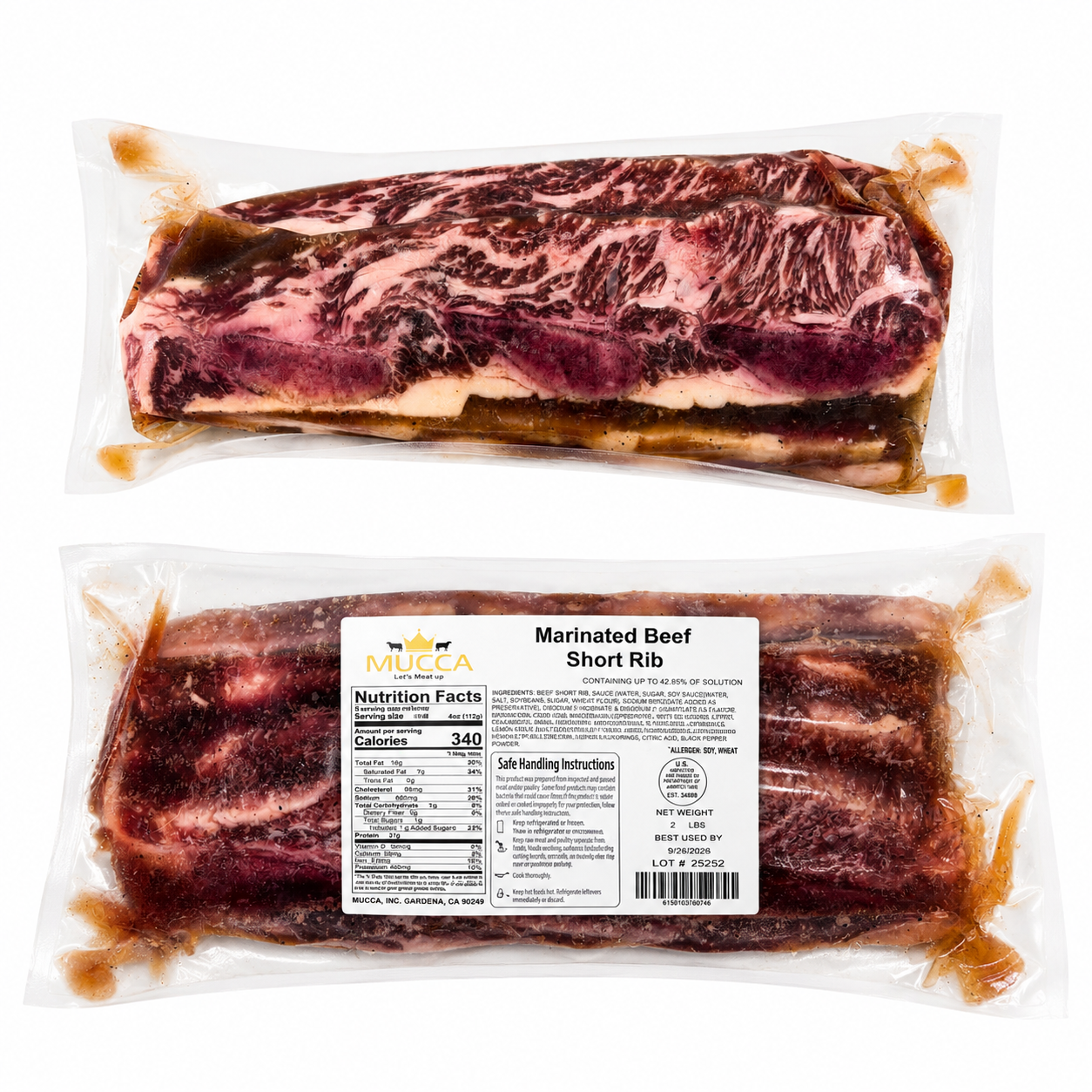 Premium Center-Cut LA Galbi (Marinated Beef Short Rib)(2lb)