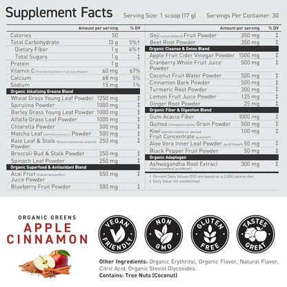Kaged Outlive 100 Organic Greens Powder Superfood Blend with Apple Cider Vinegar
