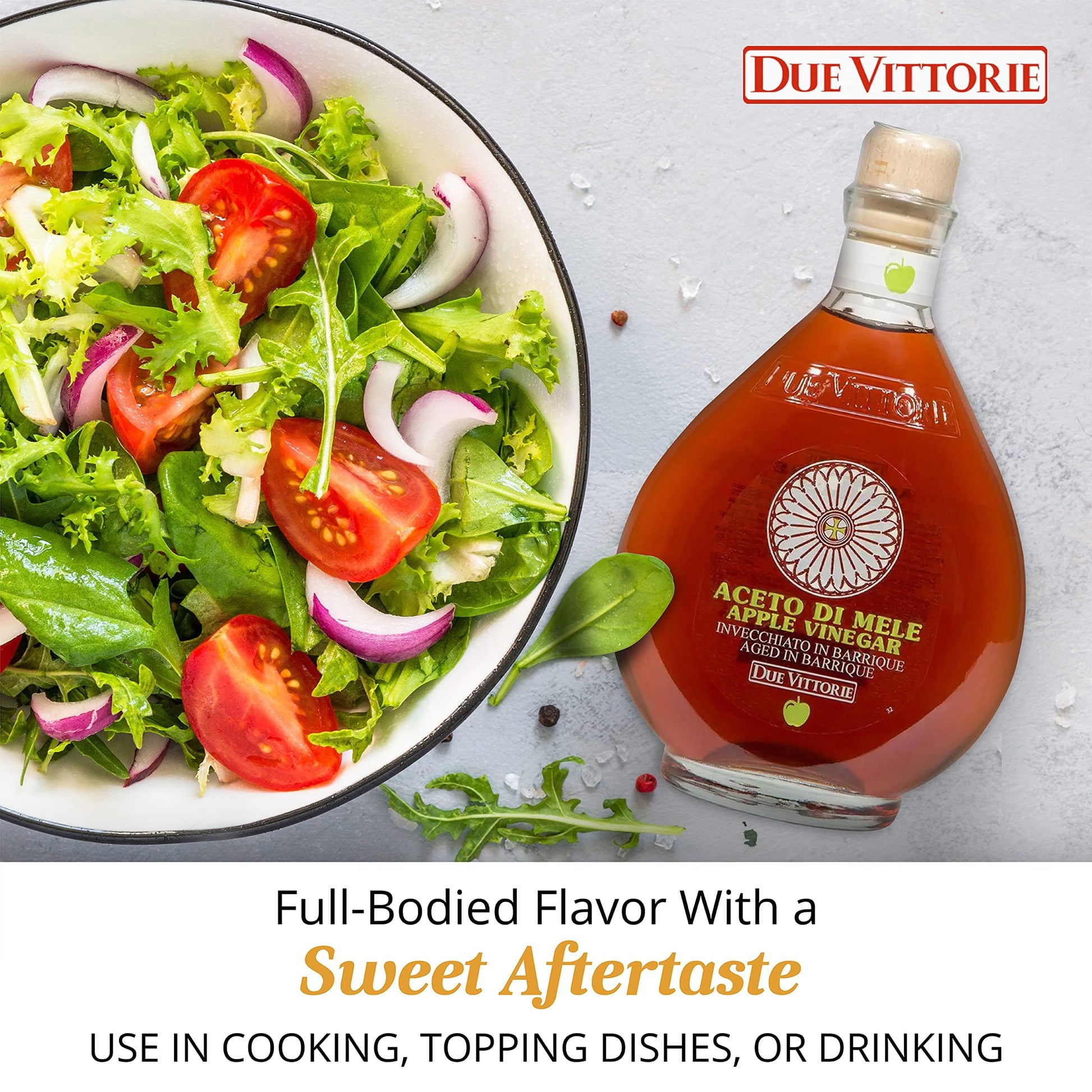 Due Vittorie Italian Apple Cider Vinegar Aged in Wine Barrels – 16.9 fl oz - MEALTONES