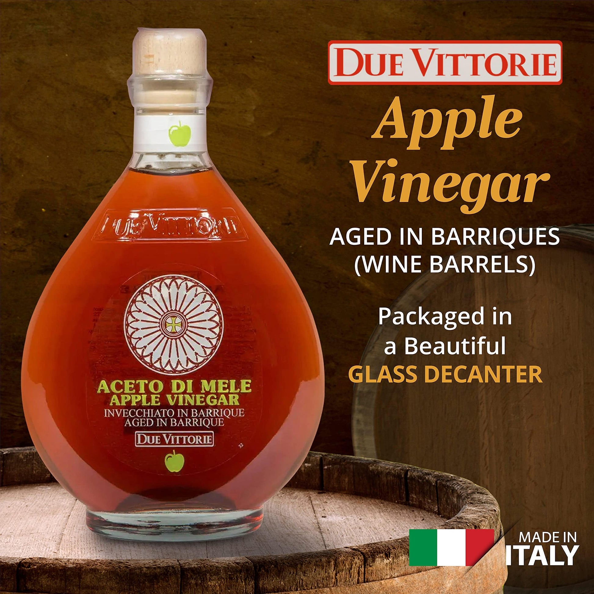 Due Vittorie Italian Apple Cider Vinegar Aged in Wine Barrels – 16.9 fl oz - MEALTONES