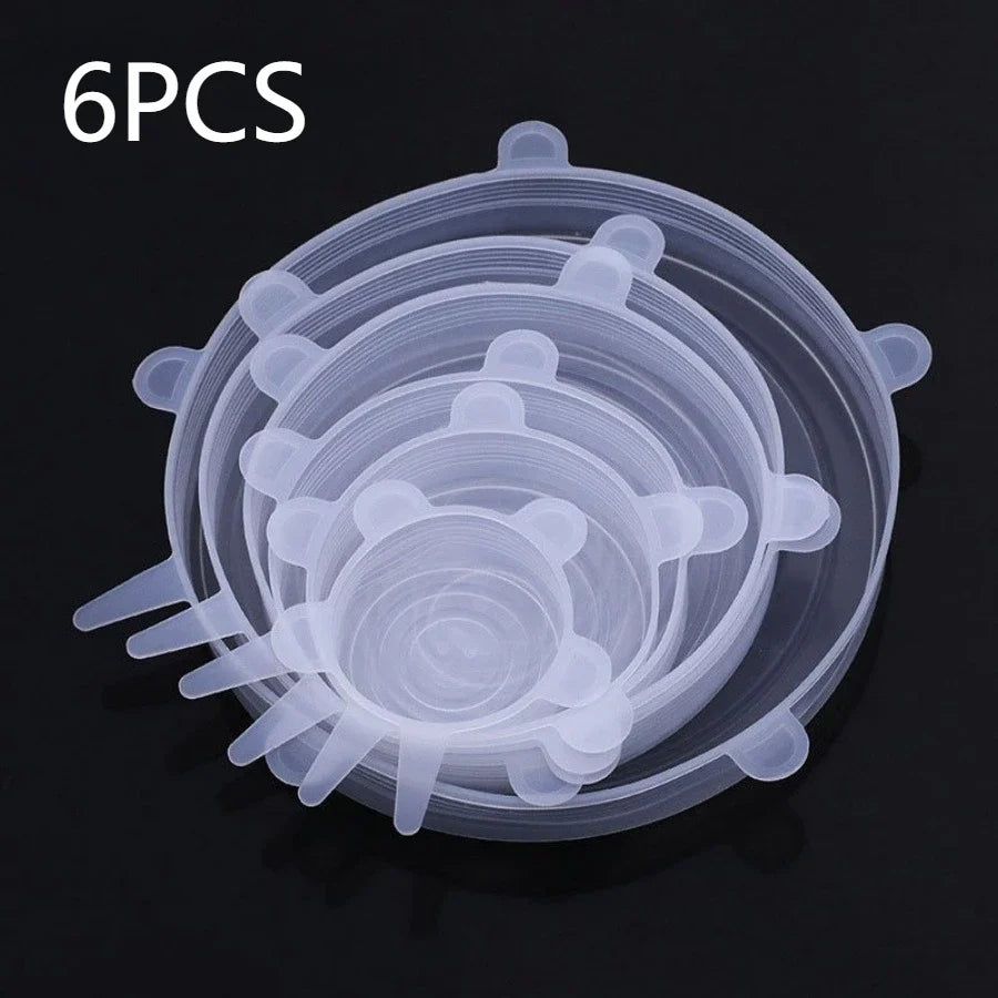 6/12/18 Piece Set of Silicone Fresh-keeping Cover in White, Reusable, Suitable for Refrigerators and Various Scenarios