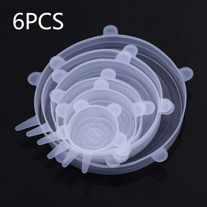 6/12/18 Piece Set of Silicone Fresh-keeping Cover in White, Reusable, Suitable for Refrigerators and Various Scenarios