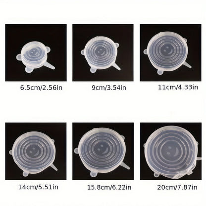 6/12/18 Piece Set of Silicone Fresh-keeping Cover in White, Reusable, Suitable for Refrigerators and Various Scenarios