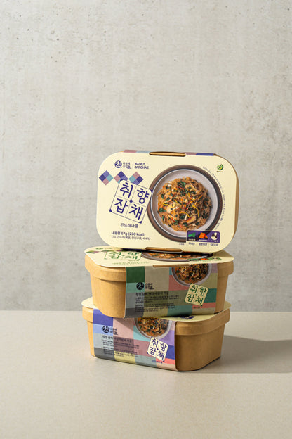 Damwoo Namul Japchae: Instant Korean Glass Noodles with Gondre (67g / 2.36oz) [담우] 취향 잡채- 곤드레 67g |