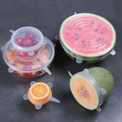 6/12/18 Piece Set of Silicone Fresh-keeping Cover in White, Reusable, Suitable for Refrigerators and Various Scenarios