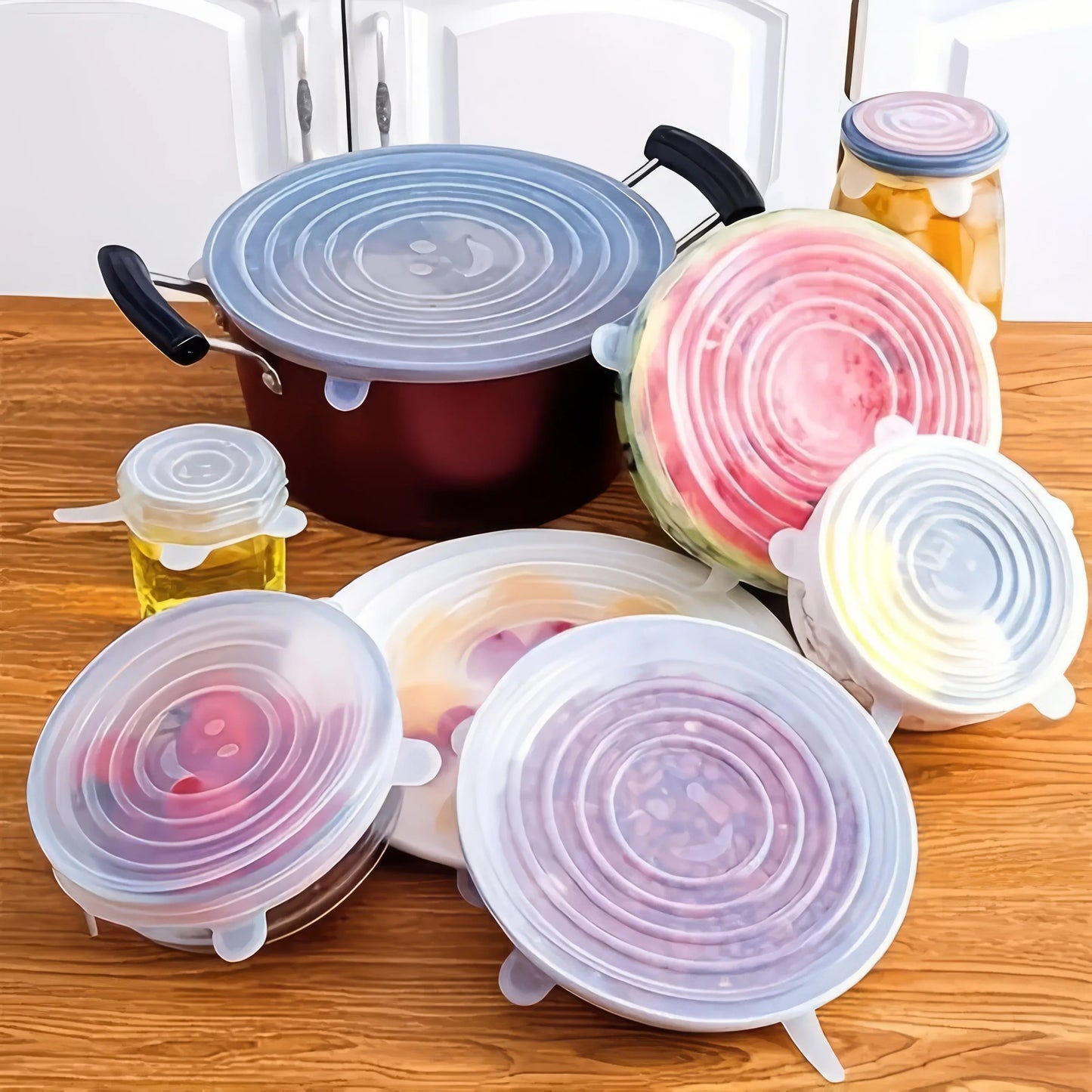 6/12/18 Piece Set of Silicone Fresh-keeping Cover in White, Reusable, Suitable for Refrigerators and Various Scenarios