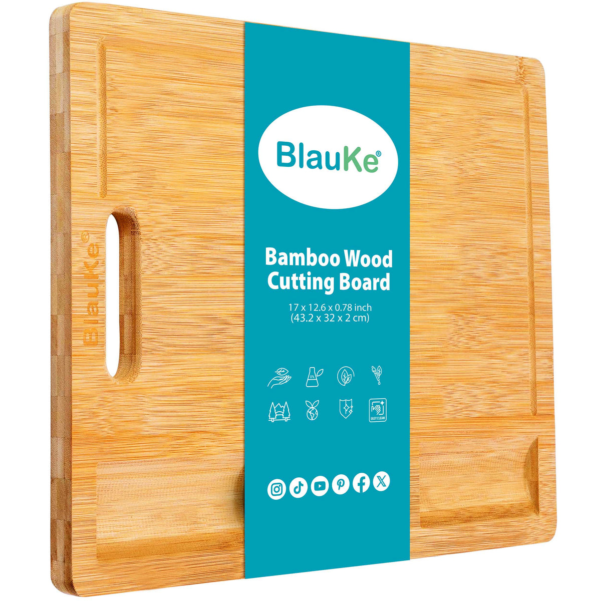 Extra Large Bamboo Cutting Board - 17x12.5 inch Wood Cutting Board for Meat, Cheese, Veggies - Wood Serving Tray with Juice Groove and 3 Compartments