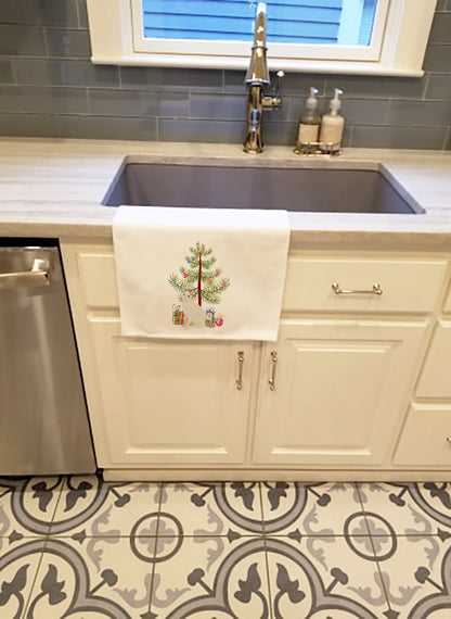 Korean Bobtail Cat Merry Christmas White Kitchen Towel Set of 2