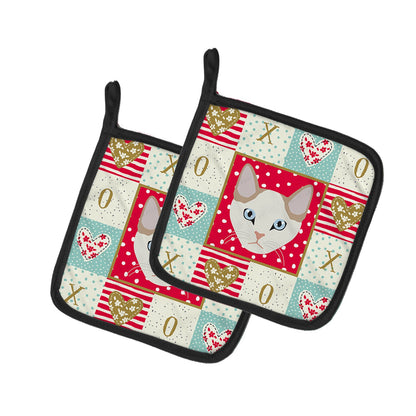 Korean Bobtail Cat Love Pot Holders - Set of 2 - Heat-Resistant Kitchen Essentials CK5125PTHD