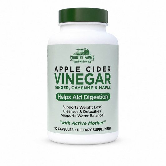 Country Farms Apple Cider Vinegar Capsules with Ginger, Cayenne & Maple – 90 Count