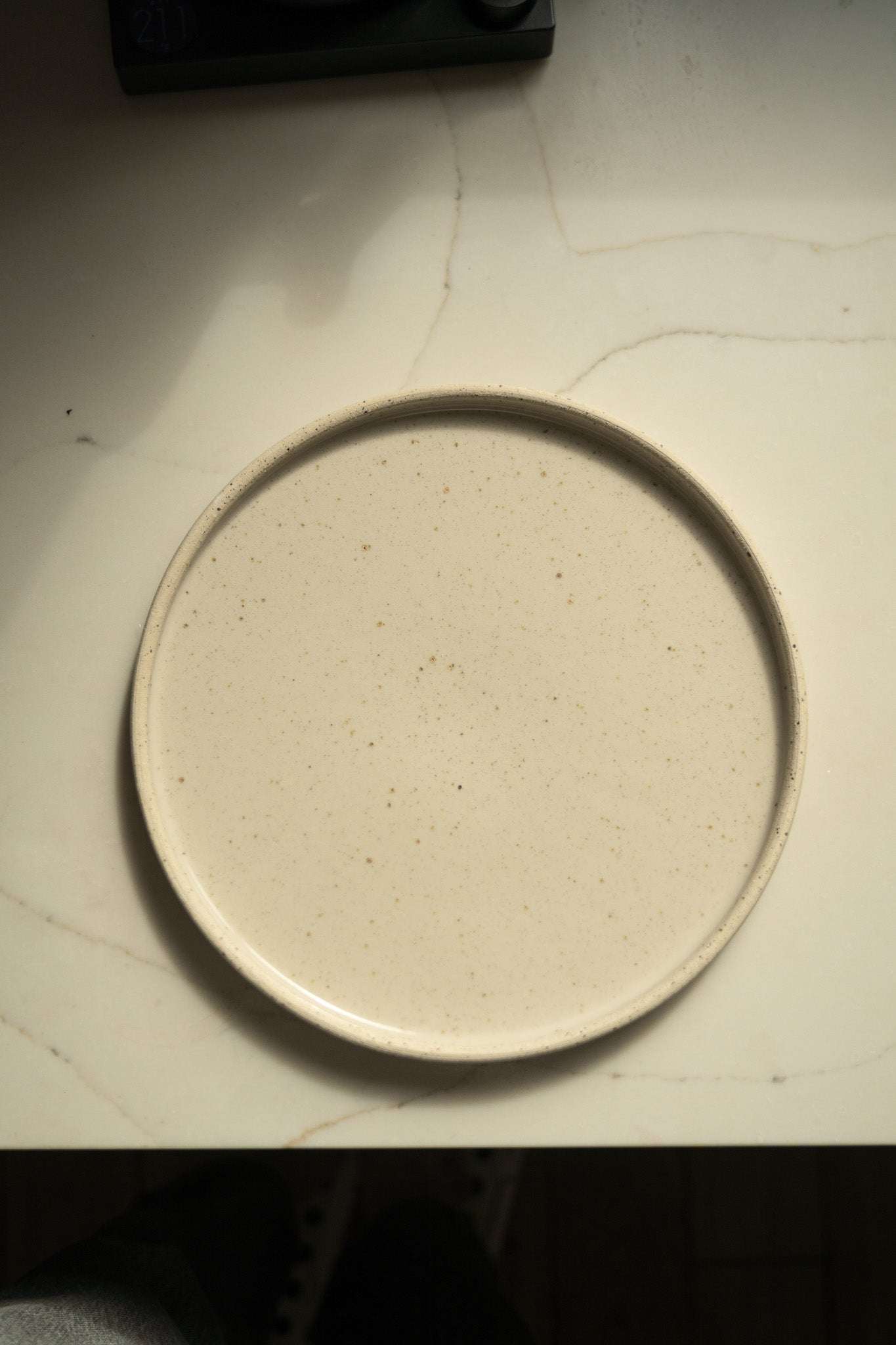 Handmade Stoneware Pottery Plate — White with Speckles
