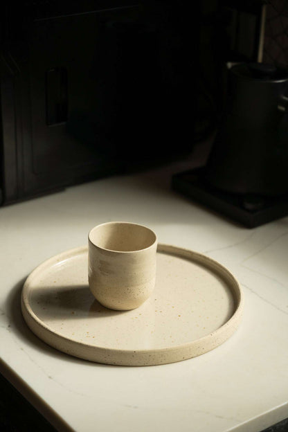 Handmade Stoneware Pottery Plate — White with Speckles