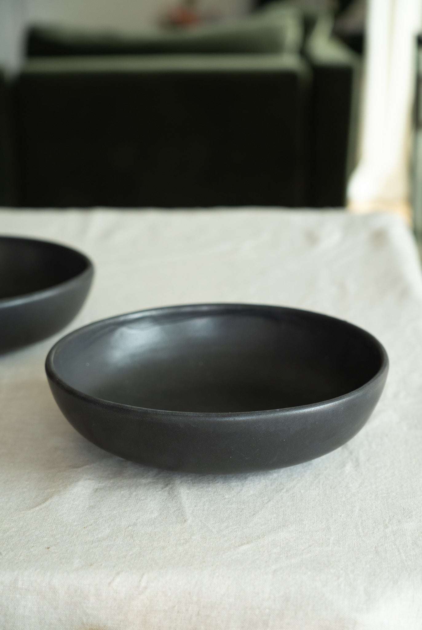 Black Matte Stoneware Pasta Bowl