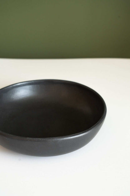Black Matte Stoneware Pasta Bowl