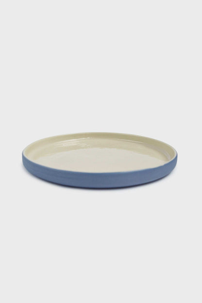 Handmade Blue Porcelain Dinner Plates. Forget-me-not/Chocolate