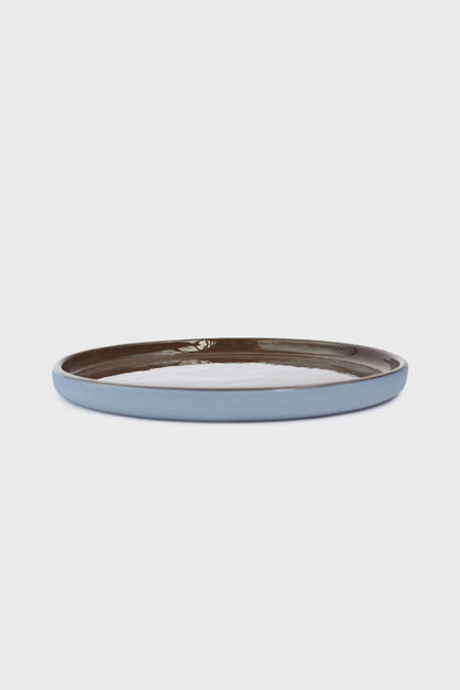 Handmade Blue Porcelain Dinner Plates. Forget-me-not/Chocolate