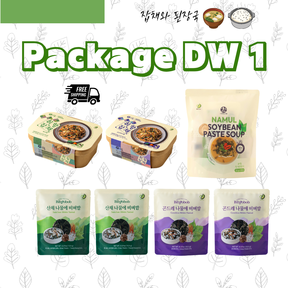 Damwoo Herb Table Bundle:  Japchae 2 + Doenjang Soup 1+Herb Rice Mix 4