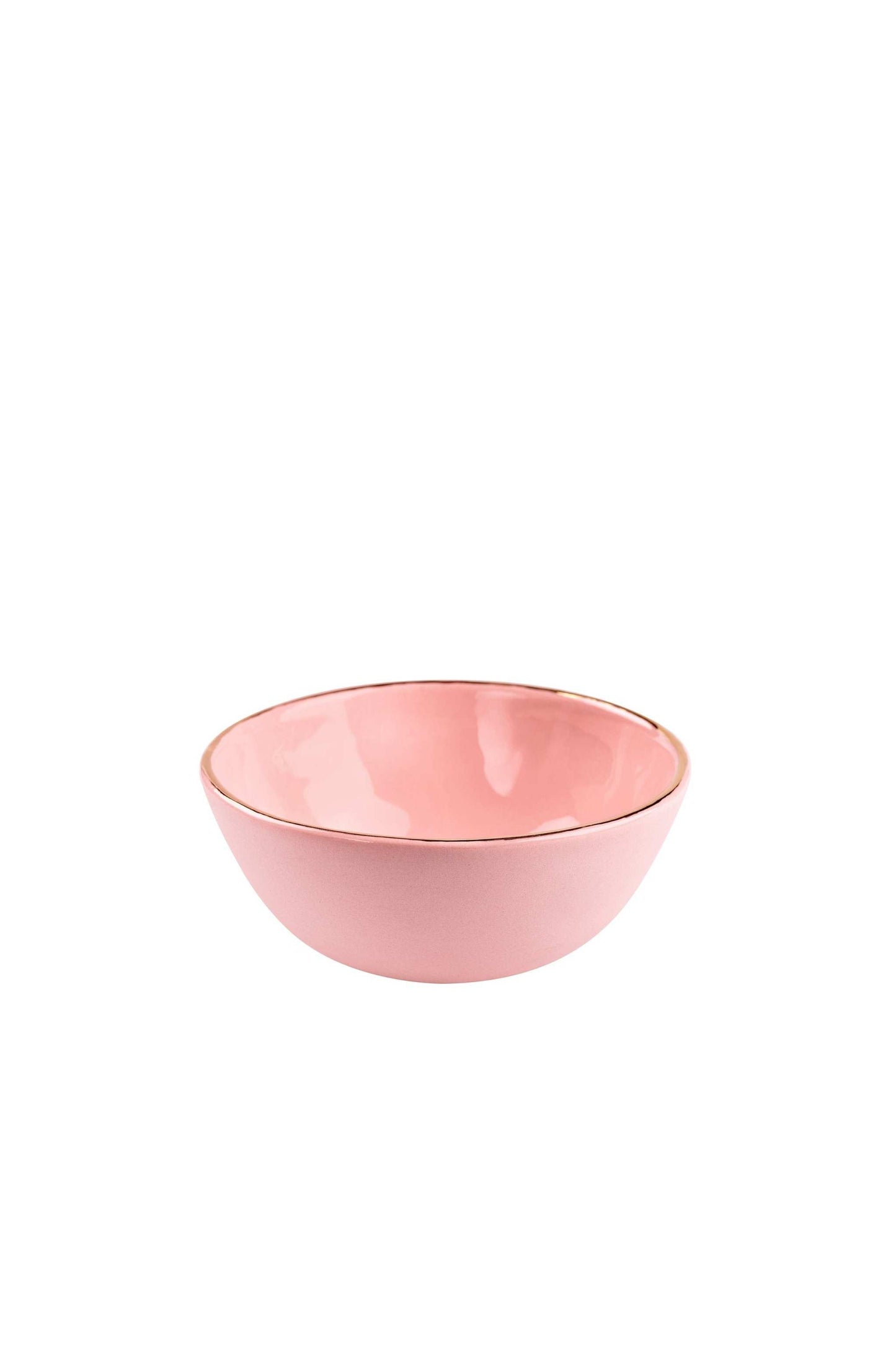 Handmade Porcelain Bowl with Gold Rim. Powder Pink