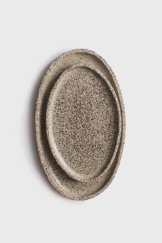 Handmade Stoneware Oval Large Serving Platter "Oats" - MEALTONES