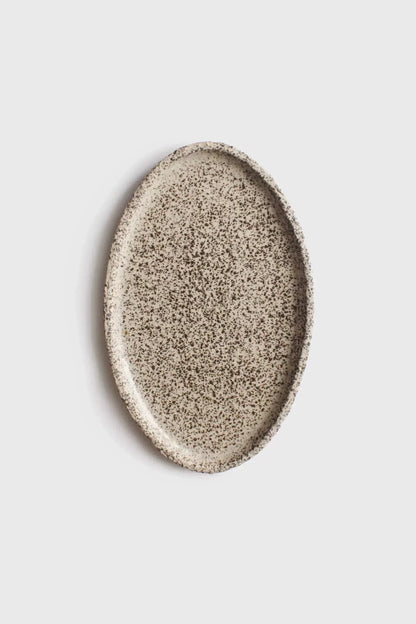 Handmade Stoneware Oval Large Serving Platter "Oats"