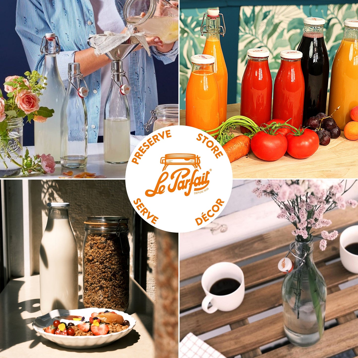 Le Parfait Swing Top and Milk Bottles