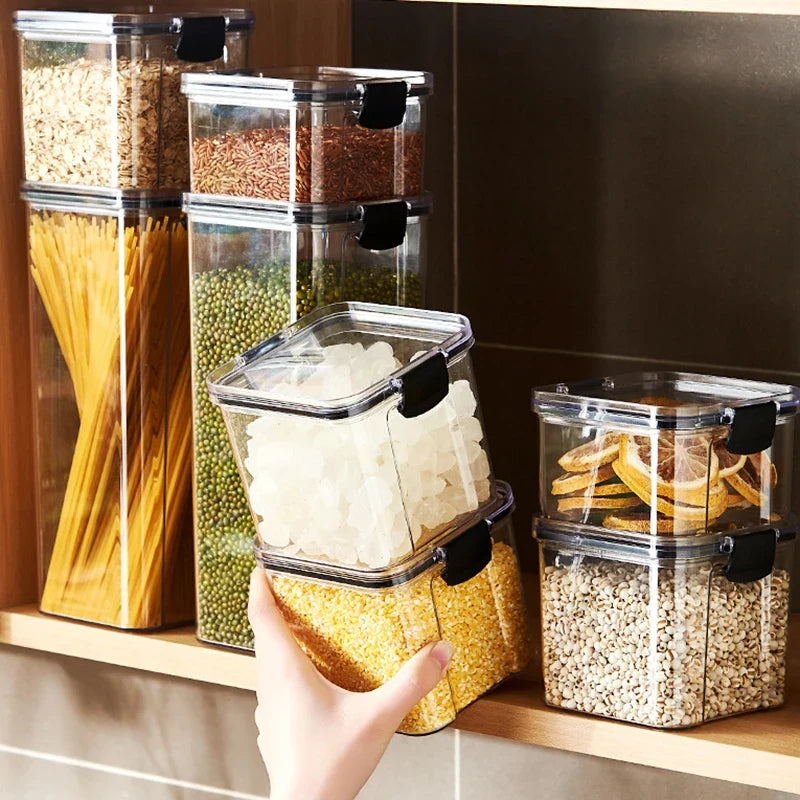 Sealed Jars Kitchen Grain Storage Organizer Large Tank Plastic Moisture-proof Storage Box Household Seasoning Jars Set 2030