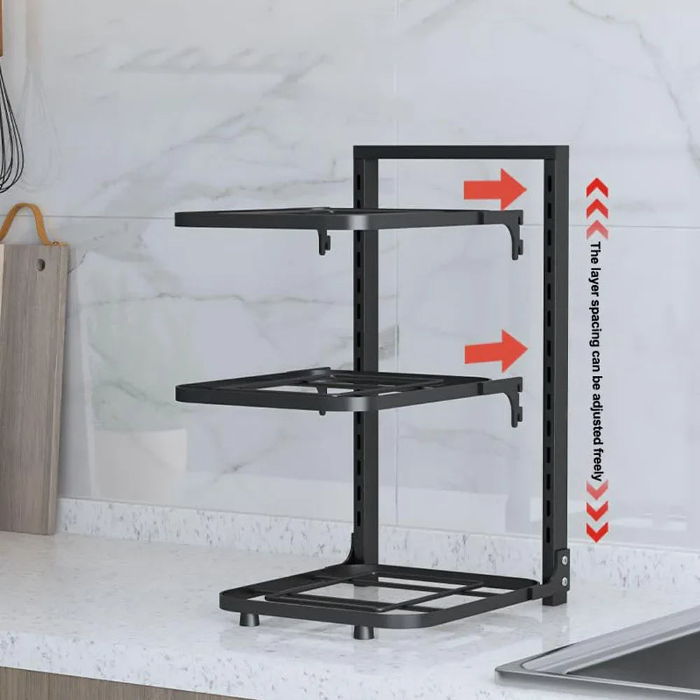 Pot and Pan Organizer Rack for under Cabinet Heavy Duty Pot Pan Rack under Sink Organizers and Storage Height Adjustable Cookwar