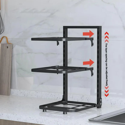 Pot and Pan Organizer Rack for under Cabinet Heavy Duty Pot Pan Rack under Sink Organizers and Storage Height Adjustable Cookwar