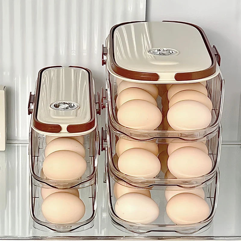 1PCS Home Refrigerator Egg Storage Box Automatic Rolling Eggs Holder Rack Egg Roller Organizer Kitchen Countertop Egg Shelf