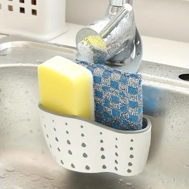 Adjustable Kitchen Sink Draining Hanging Basket Rubber Sink Bag Soap Sponge Shelf Faucet Holder - Bathroom Accessory