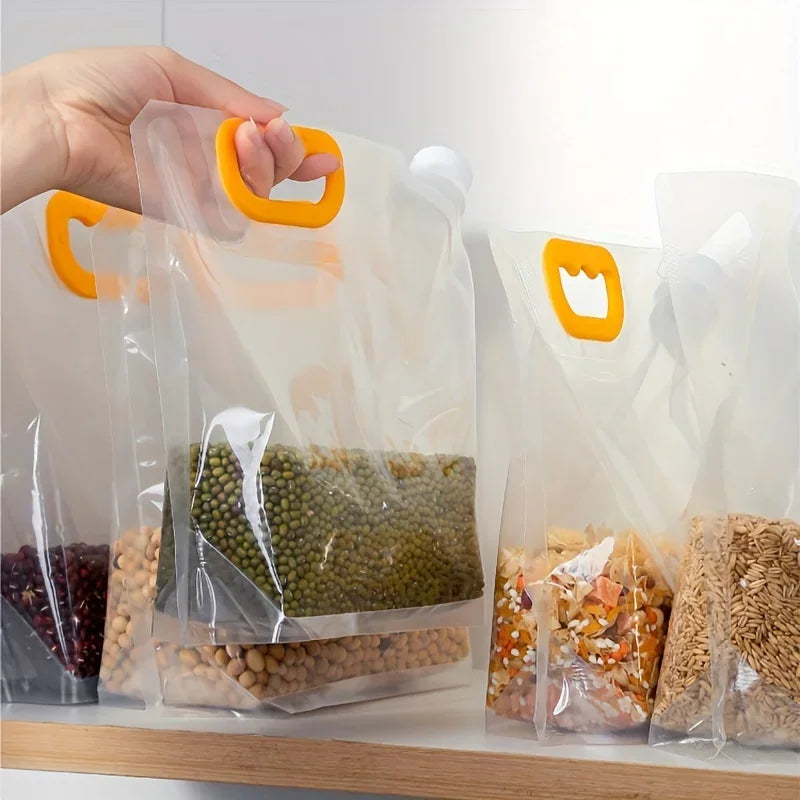 Portable Grain Storage Bag Airtight Containers With Handle Rotary Cover Large Capacity Grain Storage Pouch Fresh Keeping Bags