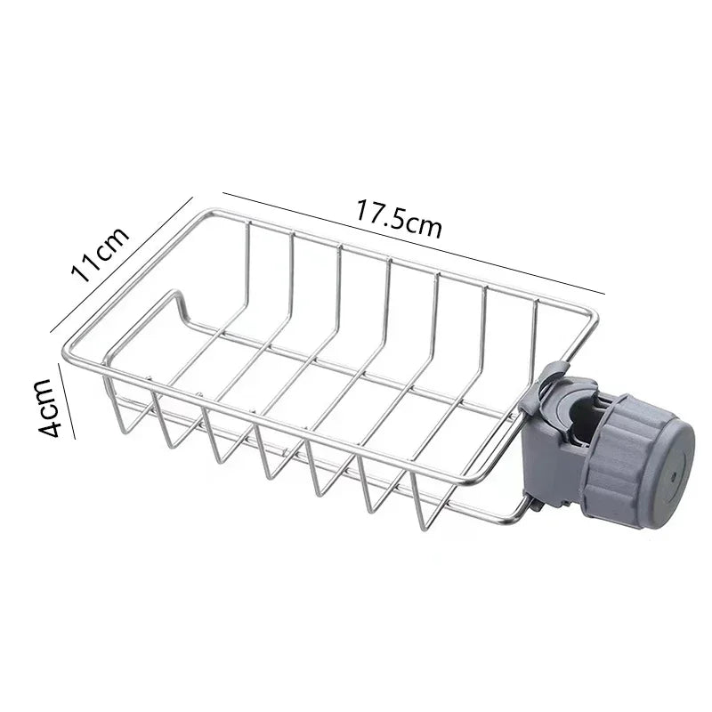 1PC Kitchen Sink Drain Holder Adjustable Height Flexible and Rotatable Hanging Faucet Rack  Suitable for Soap Sponges Brushes