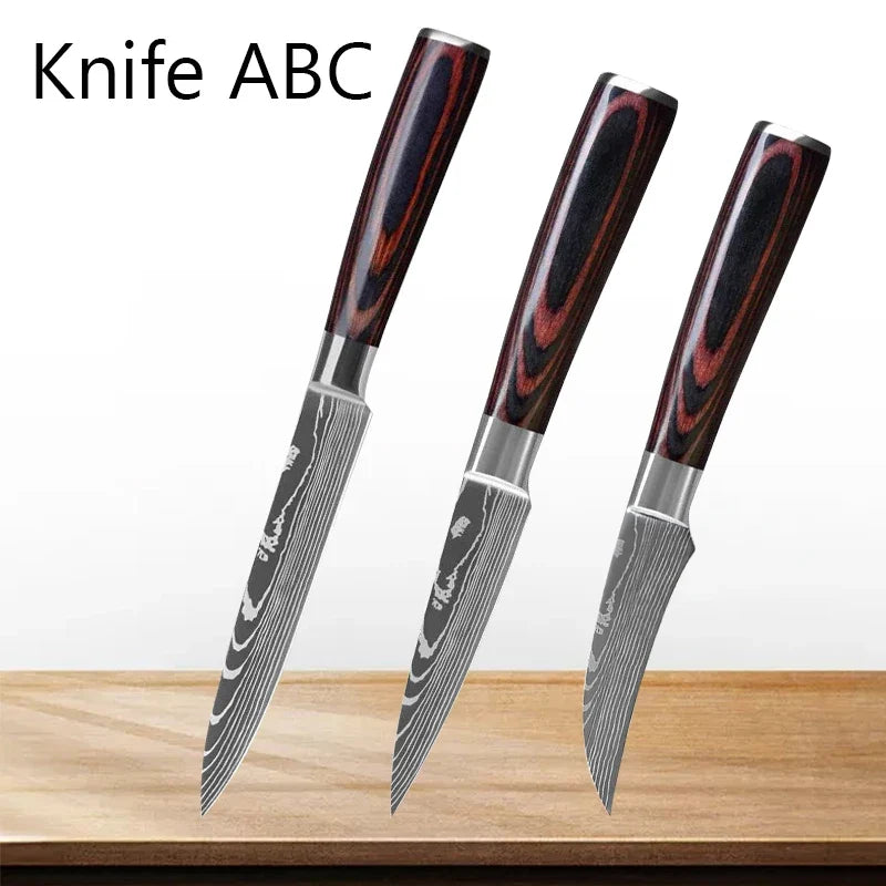 Professional Kitchen Knives Stainless Steel Knife Fruit Peeling Meat Cleaver Knife Boning Knife Paring Cooking Knives