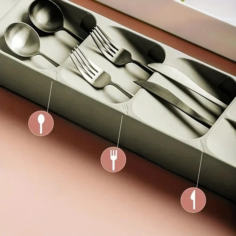 Multi-purpose Cutlery Storage Tray Cutlery Fork Spoon Compartmentalized Storage Box Kitchen Tableware Categorized Storage Boxes