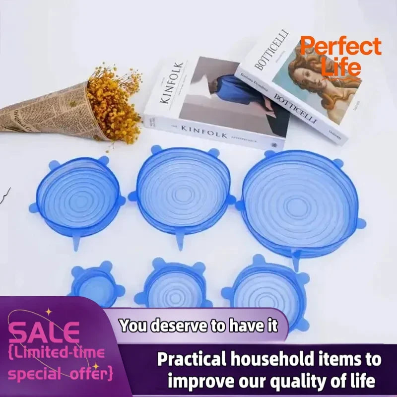 Kitchen Microwave Food Covers Bowl Caps Elastic Silicone Lid Cap Universal Adaptable Lids Silicone Cover Stretch Lids