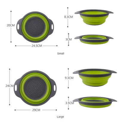 Silicone Vegetable and Fruit Cleaning and Drainage Basket  Cleaning Basket 1PCS Folding Water Filter Net Kitchen Gadgets