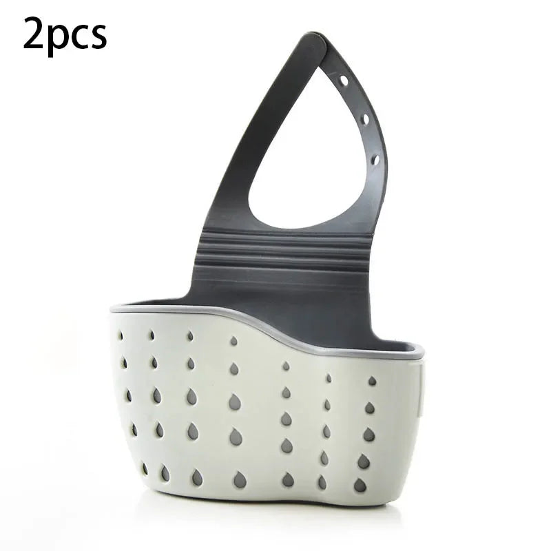 Adjustable Kitchen Sink Draining Hanging Basket Rubber Sink Bag Soap Sponge Shelf Faucet Holder - Bathroom Accessory